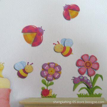 Water-resistant Removable 3-D Glitter Wall Sticker for Kids, with UV/CMYK Print, Measuring 41 x 29cm